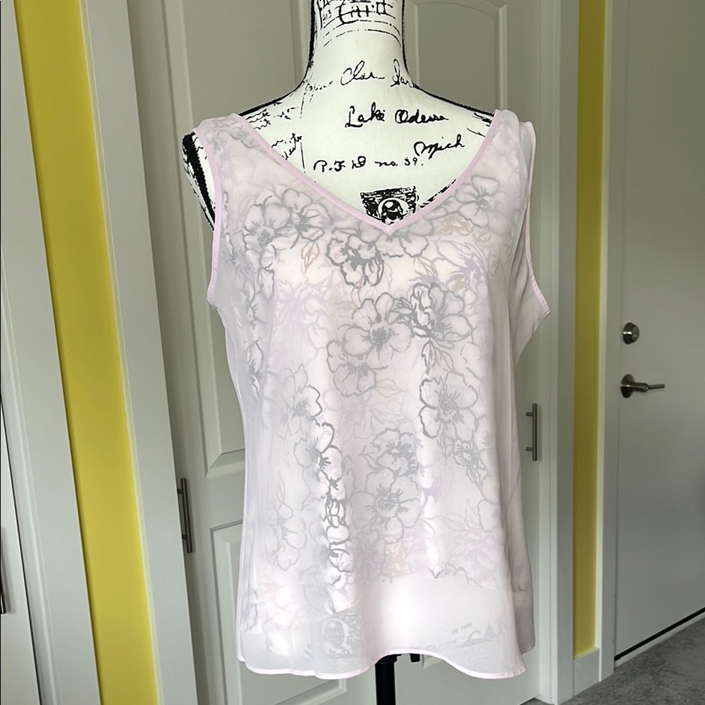 White House Black Market Sheer Floral Tank Top